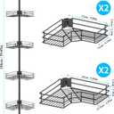 Adjustable Corner Shower Caddy Organizer Shelves, Bathroom Shelf, 4 Tier, Black, 2 Ways of Installation