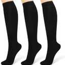 2 x 3-Pairs Compression Socks for Women Men (15-20 mmHg), Compression Stocking for Swelling, Nurse, Flight