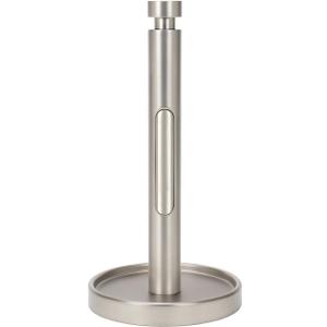 Ivilon Countertop Paper Towel Holder - Weighted Heavy Duty Steel Stand with Non-Slip Base for a Steady One-Handed One Sheet Tear - Fits All Rolls - Brushed Nickel