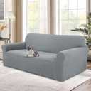 Stretch Couch Cover Washable Sofa Slipcover Furniture Protector with Non Skid Foam and Elastic Bottom for Kids, Dog(XL Large/Light Grey)