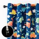Sivio Blackout Curtains for Kids Bedroom, Grommet Top Thermal Insulated Darkening Curtains for Nursery Living Room, Dinosaur Prints, Set of 2 Panels, 52 x 63 Inch