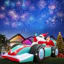 10FT Giant Christmas Inflatables Outdoor Decorations Xmas Racing Car Blow Up Yard Decorations with Built-in LED Lights for Garden Lawn Outdoor Yard Winter Holiday