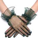 CASDRE Short Tulle Gloves Wrist Length Sheer Glove Halloween Evening Costume Gloves for Women (Green)