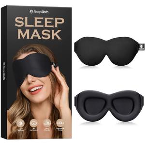 Sleep Eye Mask for Men Women, 3D Contoured 100% Blackout Eye Mask for Sleeping with Adjustable Strap, Soft and Comfortable Night Blindfold, Shade Cover for Travel Shift Work Nap, Black