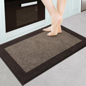 Machine Washable Kitchen Rug 24" x 36", Non Slip Kitchen Mat for Floor, Absorbent Entrance Throw Rug for Bedroom, Hallway, Bathroom, Door (Brown)