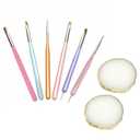 2 x Nail Art Brushes Set, 6 Pcs Nail Art Painting Drawing Brushes with Resin Nail Art Palette, Double-Ended Dotting Pen Nail Art Liner Brush, DIY Manicure Tools