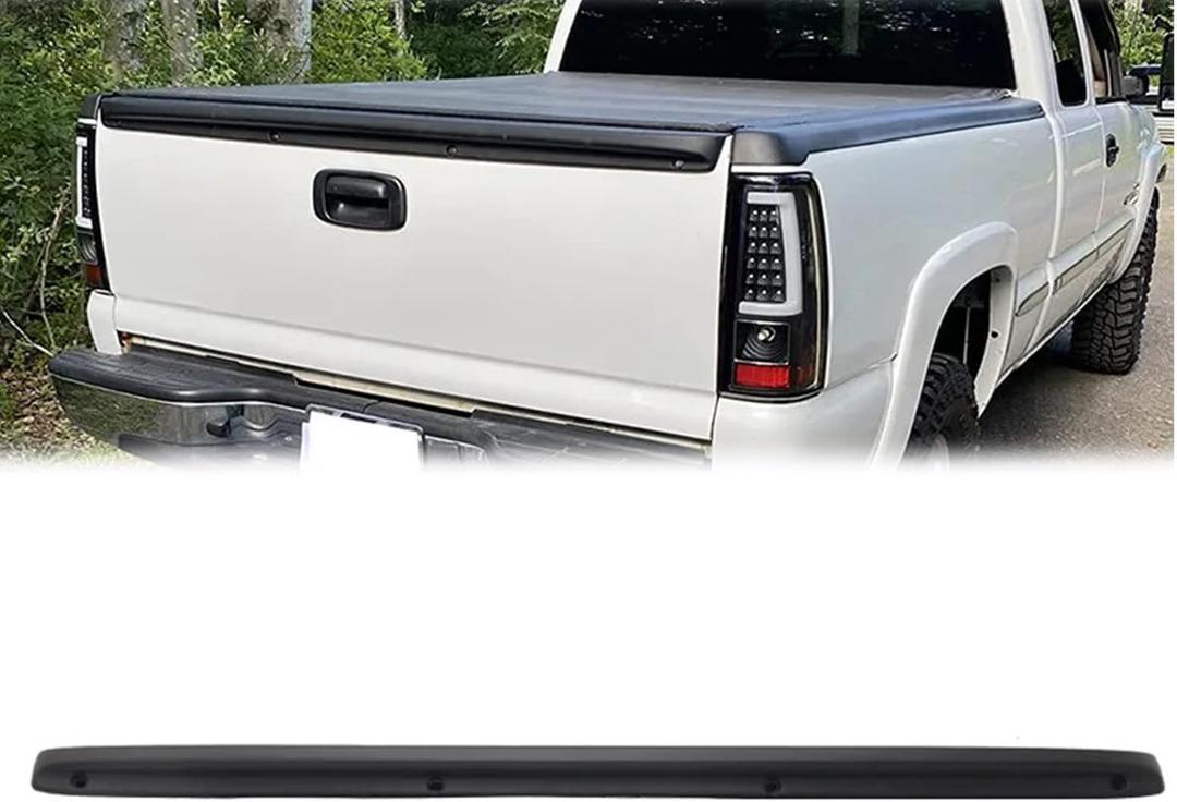 KARPAL Tailgate Molding Spoiler Cap Top Protector Trim Fits for 1999-2006 Chevy Silverado GMC Sierra GM1909101 15932249 (No Screws)