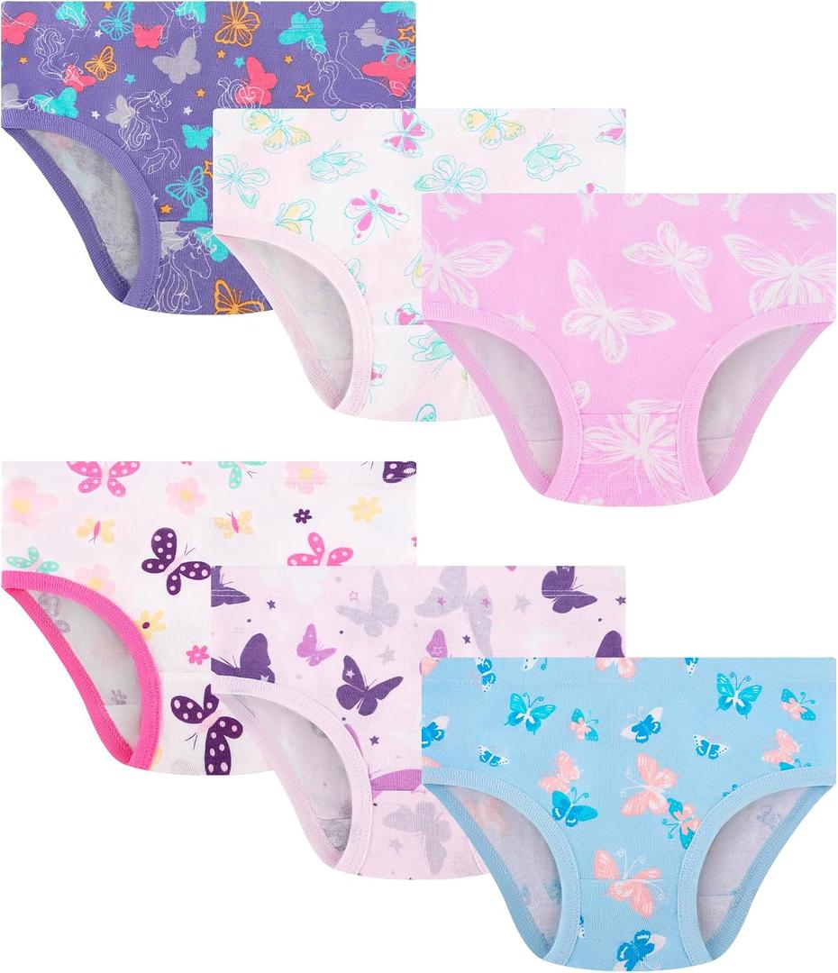 Girls and Toddlers 100% Cotton Underwear Tagless Soft Panties Size 7-8T (6-Pack)