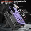 PASNEW for Samsung S25 & S24 Case Camera Cover & Wireless Charging,Multi-Layer Military Heavy Duty Full Body Shockproof Hard Shell for Galaxy S25,6.2 inch,Purple