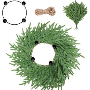 1 Set Christmas Advent Wreath Ring Traditional Catholic DIY Advent Wreath Candle Holder Set for Xmas Church Home Table Centerpiece Decoration (Norfolk Pine)