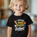 100 Days of School Shirt Kids  Boys Girls Toddler Happy 100th Day of School T-Shirt, Kindergarten 100 Day,3T-7T (Black)