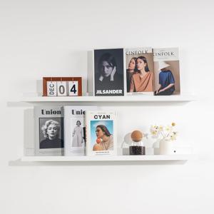 NEXHOME PRO Floating Shelves for Wall Set of 2, 24 Inches Picture Ledge Shelf, Kids Bookshelf Wall Mounted for Living Room Bedroom Bathroom Kitchen, Easy Install,White