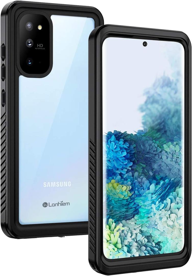 Lanhiem for Samsung Galaxy S20 Case (Not for Plus or Ultra), IP68 Waterproof Dustproof Case with Built-in Screen Protector, Heavy Duty Full Body Protective Cover for Galaxy S20 5G, Black/Clear