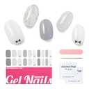 Semi Cured Gel Nail Strips, Christmas 20 PCS Nail Stickers Work with UV Light, Salon Quality & Easy to Use - Snowy Glow