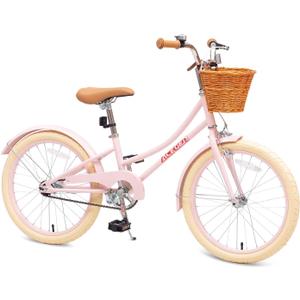 ACEGER Retro Princess Kids Bike with Basket for 3-12 Years Old Girls, Included Coaster Brake & Caliper Brake, 14 16 18 Inch with Training Wheels, 20 Inch with Kickstand, Vintage Bicycle for Gifts, Pink, 14 Inch With Training Wheels