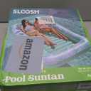 SLOOSH Inflatable Tanning Pool Lounger Float,85" x 57" Extra Large Pool Floats Adult with Pillow,4 in 1 Suntan Tub Raft Floatie,Sunbathing Bed Lounge Blow Up Ball Pit Party Gifts,XL-Cyan White