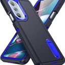 for Moto Edge Plus 2022 Case Moto Edge 30 Pro Case with Kickstand 3-Layer Military Grade Protective Cover Silicone Shockproof for Motorola Moto Edge Plus+ 2022 Phone Case (Navy+Blue)