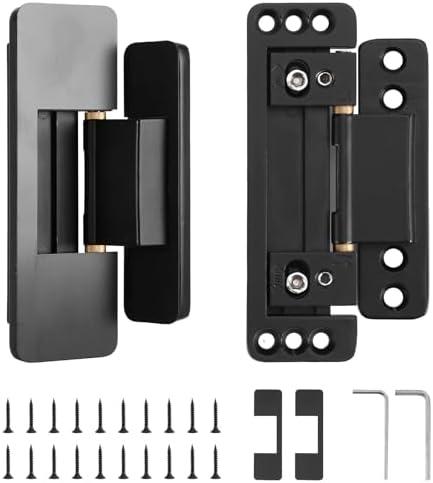 HBL' 2 Pack Hidden Door Hinges, Ultra-Thin Adjustable Concealed Hinges for Secret Doors, Pantries & Closets, Heavy Duty Invisible Design