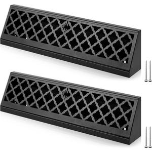 Blulu 4 Pcs 18 Inch Baseboard Register Duct Opening Size Modern Design Vent Covers for Home Floor Wall Baseboard Air Covers Supply Floor Diffuser Including Screws (Black)