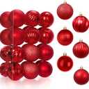JOIEDOMI 24 Pcs Red Christmas Balls Ornaments Set, 2.36" Christmas Tree Ornaments Shatterproof, Xmas Balls Hanging Decorations for Tree Wreath Garland Holiday Wedding Indoor Party Decor