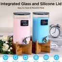 Glass Laundry Detergent Dispenser with Holder,1.1 Gallon Laundry Liquid Dispensers with Stainless-Steel Tap,Large Glass Fabric Softener Containers with Stand for Laundry Room Organization - Pack of 2