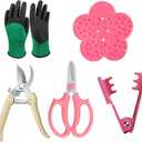 Floral Tool Kit, Rose Thorn Stripper Tool Garden Pruning Shears Scissors Kit, Glove for Floral Making Supplies,Use for Florist Supplies, Pink