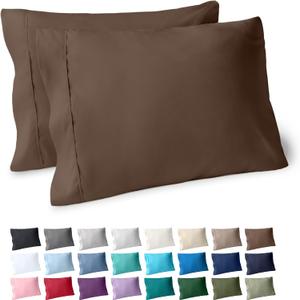 Bare Home Microfiber Pillow Cases - Standard Size Set of 2 - Cooling Pillowcases - Double Brushed - Cocoa Pillowcases 2 Pack - Easy Care (Standard Pillowcase Set of 2, Cocoa)