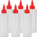 6-pack Plastic Squeeze Bottles for Sauces - 8oz Condiment Squeeze Bottles for Liquids - BPA Free Squirt Bottle with Twist Cap - Ketchup, Syrup, Oil, Dressings, Honey & Arts and Crafts