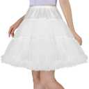 CHERRY LOVE 18inch Petticoat Mid-Thigh Underskirt Princess Puffy Mini Skirt (Small-Medium, Ivory)