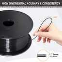 Petg Filament 1.75,Toughness Enhanced Black Petg Vacuum Sealed,3kg Spool Adhere Well Tangle-Free 3D Printing Filament,Dimensional Accuracy 1.75mm 0.02mm Fit Most FDM Printer