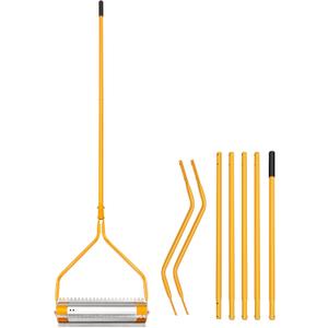18ft Aquatic Weed & Sludge Tiller, Lake & Pond Weed Removal Tool, Rid Weeds Roots and Muck Buildup, 5 Aluminum Handles, 6 Preassembled Stainless Steel Blades, Super Easy Assembly, Yellow