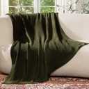 100% Cotton Cable Knit Throw Blanket, Lightweight Soft Knit Blanket for Sofa Couch Bed, Breathable All-Season Throw, Cozy Decorative Blanket, 50 x 60 Inch,Olive Green