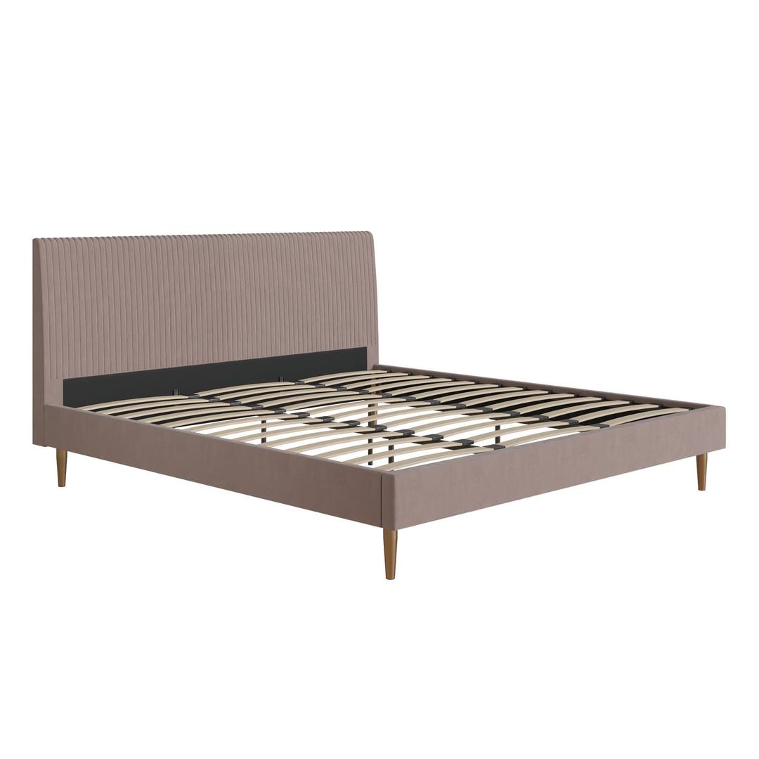 Mr. Kate Daphne Upholstered King Bed Frame with Headboard, Modern Platform Velvet King Bed Frame, Blush Velvet