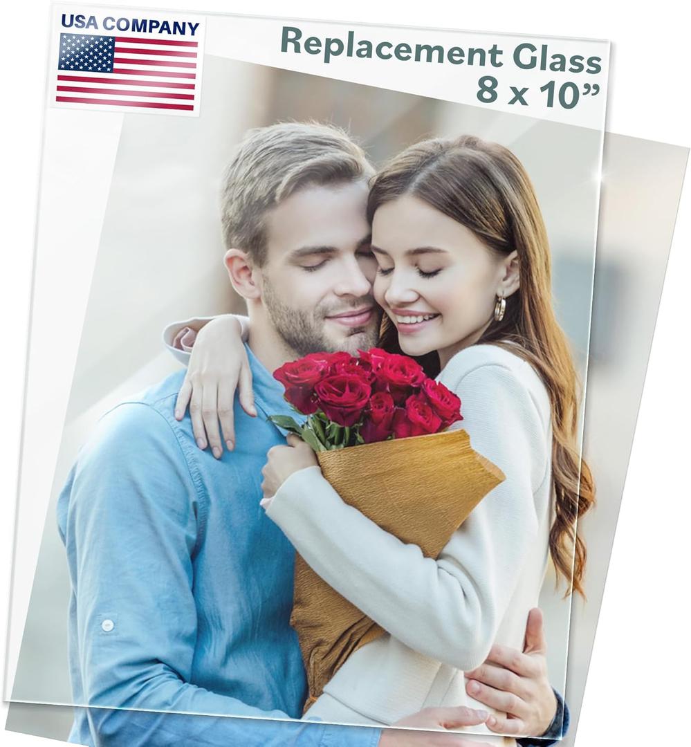 Icona Bay 8x10 Heat-Strengthened Glass Replacement for Picture Frame (8 x 10, 2 Pack), Replacement Glass for 8 by 10 Photo Frame, Semi-Tempered Glass Cover Sheet (Clear)