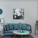 Bathroom Canvas Wall Art, Bathroom Wall Decor,Landscape for Living Room, Bedroom,Office, Gray and White Blue Flower Wall Decoration,18"x18"inches