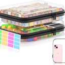 2Pcs Clear Hard Shell Zipper Case, Clear Zipper Pouches Makeup Case & Diaper Bag Organizer Lidded Storage Bins for Cosmetics, Toys, Puzzles, Craft - Travel & Home - 8.7 x 6.3 x 2.4 Inch