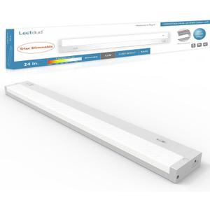 LED Under Cabinet Lighting Hardwired or Plug in, 24 Inch 12W, Dimmable 5 Color 2700K/3000K/3500K/4000K/5000K, Linkable Eyes Care Design Counter Lights for Kitchen, Sink, ETL Listed, White
