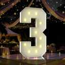 4FT Marquee Light Up Number, Marquee Numbers 4 Feet Tall, Large Led Sign for Baby Shower, Party, Birthday Decorations, Graduation, Prom (Number 3)