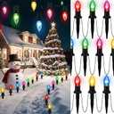 Christmas Lights Outdoor 20 Pathway Lights - 24.2ft Multicolor Walkway Light with Stakes, C9 Driveway Light for Outside Yard Garden, Extendable for Xmas Holiday Decorations, 20 Lights