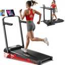 RHYTHM FUN 16% Incline Walking Pad Treadmill, 6.2MPH Foldable Walking Pad with Handle Bar, Under Desk Treadmills for Home Office, 300 LBS Capacity