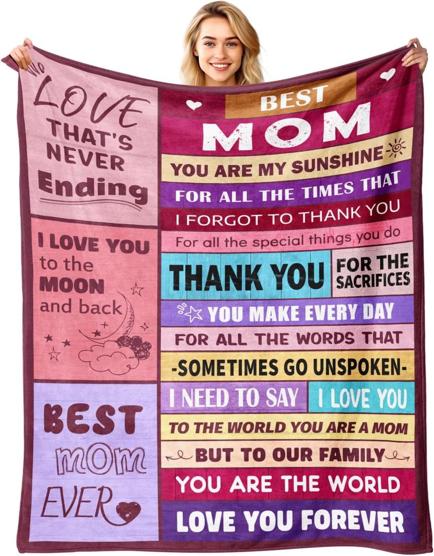 Sruemiul Mothers Day Blanket Gifts for Mom from Daughter & Son - Best Mom Ever Gifts - Presents for Moms - Mothers Day Birthday Gift Ideas for Moms - Gift for Mother - to My Mom's Blanket 50"x60"