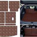 Cargo Mat Compatible with Acura MDX 2014-2020 Trunk Mat + 2ND&3RD Row Rear Backrest Mat Accessories, All Weather Premium Leather Car Trunk Liner Cover Protector