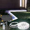 DBFAIRY 50Ft Solar LED Strip Lights Outdoor, Large Capacity Solar Powered Flexible Tape Lights with Remote Dimmable 8 Lighting Modes for Patio Pool Camping Decor, 6000K Cool White