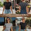 Ficerd 3 Pack Women's Ribbed T-Shirts, Cotton Short Sleeve Basic Tees Crewneck Fitted Tops Casual Shirts 2026 Summer Trendy (M)