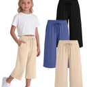 LessonZoo 3 Pack Girls' Capri Pants, 3-Color, 9-10 Years