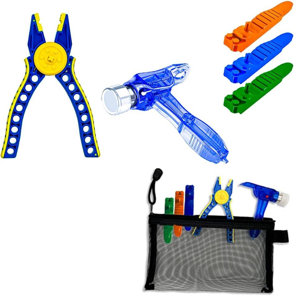Building Blocks Tool Kit - Brick Separator, Mini Blocks Tool Set - Multi-Functional Hammer, Pliers, Axle Rods Assortment Pack Compatible with lego & technic and Most Major Brands(Blue Stye)