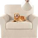 Turquoize 2 Piece Chair Covers for Living Room Armchair Cover Armchair Slipcovers with Arms Feature Thick Jacquard Fabric (Chair,Biscotti Beige)