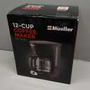 Mueller 12-Cup Drip Coffee Maker - Borosilicate Carafe, Auto-Off, Reusable Filter, Anti-Drip, Keep-Warm Function, Clear Water Level Window Coffee Machine, Kitchen Essentials & Accessories, Black