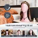 Wig Head Stand Mannequin Head Hat Display Stand Velvet Wig Holder for Mask, Headdress, Necklace (Pink)