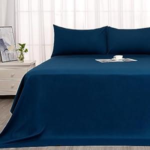 Best Season 400 Thread Count Cotton Full Size Sheet Set (Navy Blue Color) 4 Piece - 100% Long Staple Cotton Sheets Set, Soft Cotton Bed Sheets Sets with Deep Pocket fit Upto 16”